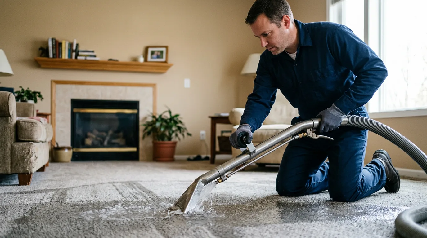 Water damage restoration technician working near Amity, AR